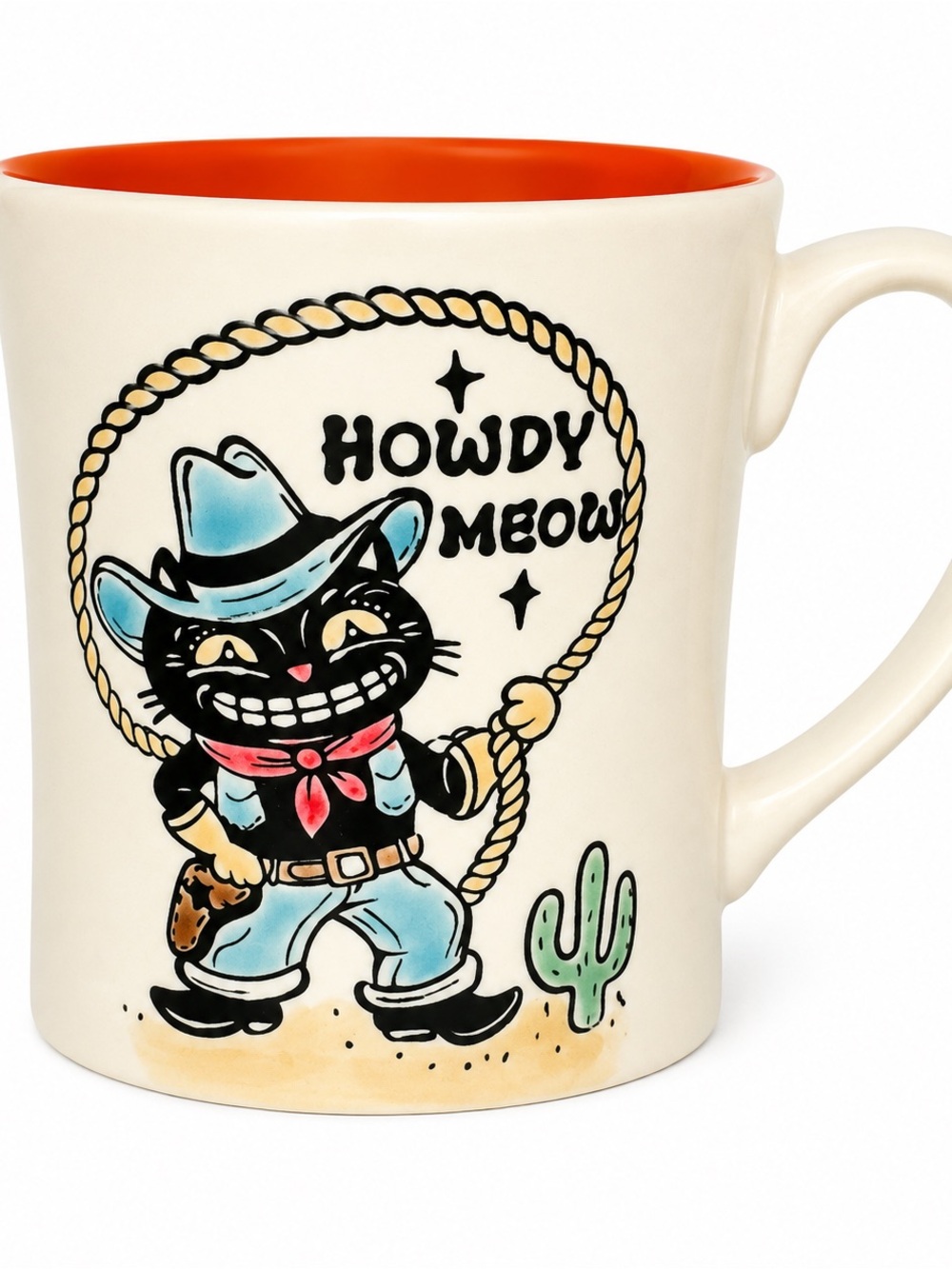 Spectrum Designz Howdy Meow Cowboy Cat Mug Western Orange Interior Coffee Cup 🤠😽